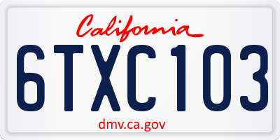 CA license plate 6TXC103