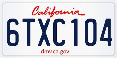 CA license plate 6TXC104