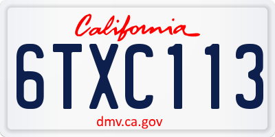 CA license plate 6TXC113