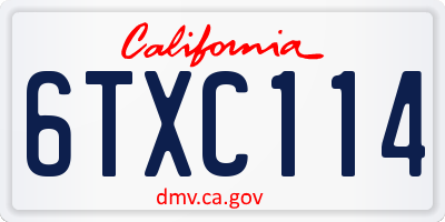 CA license plate 6TXC114