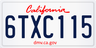 CA license plate 6TXC115