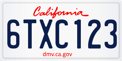 CA license plate 6TXC123