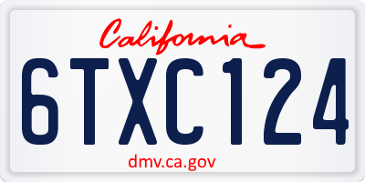 CA license plate 6TXC124