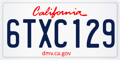CA license plate 6TXC129