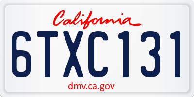 CA license plate 6TXC131
