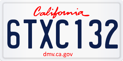 CA license plate 6TXC132
