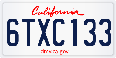 CA license plate 6TXC133