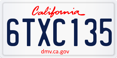 CA license plate 6TXC135