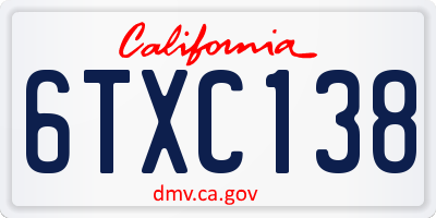 CA license plate 6TXC138