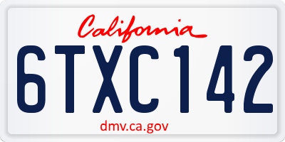 CA license plate 6TXC142