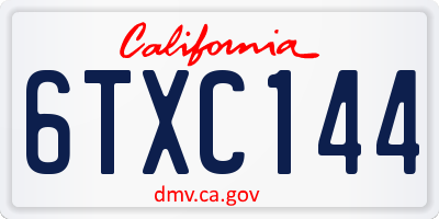 CA license plate 6TXC144