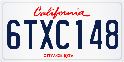 CA license plate 6TXC148