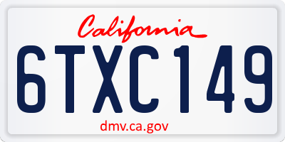 CA license plate 6TXC149