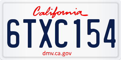 CA license plate 6TXC154