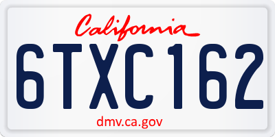 CA license plate 6TXC162