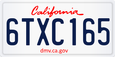 CA license plate 6TXC165