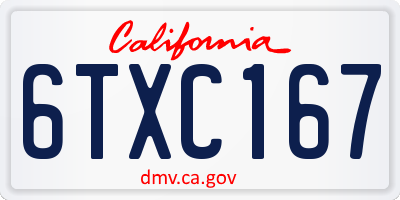 CA license plate 6TXC167