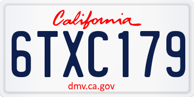 CA license plate 6TXC179