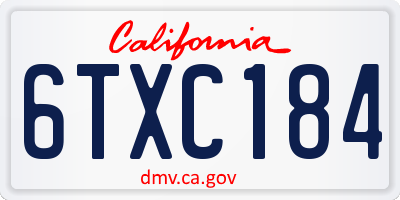CA license plate 6TXC184