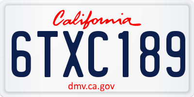 CA license plate 6TXC189