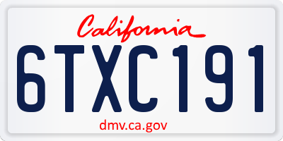 CA license plate 6TXC191