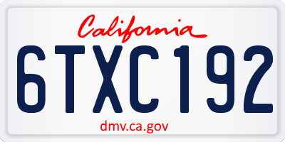CA license plate 6TXC192