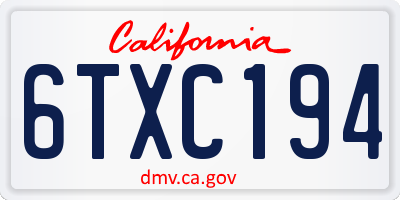 CA license plate 6TXC194