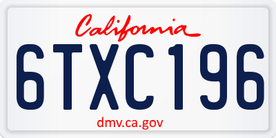 CA license plate 6TXC196