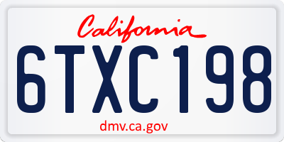 CA license plate 6TXC198