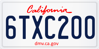 CA license plate 6TXC200