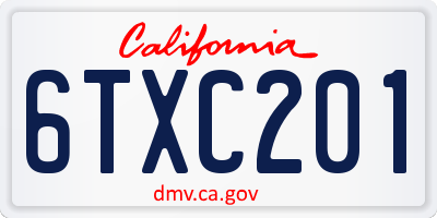 CA license plate 6TXC201