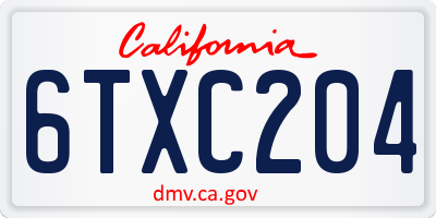CA license plate 6TXC204