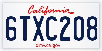 CA license plate 6TXC208