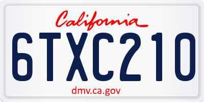 CA license plate 6TXC210