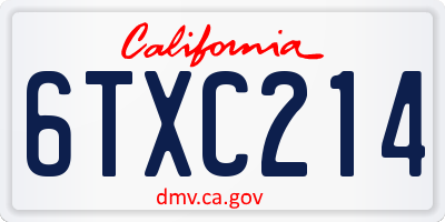 CA license plate 6TXC214