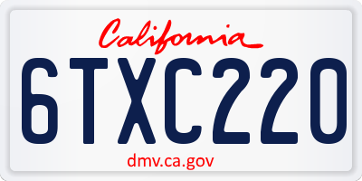 CA license plate 6TXC220