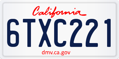 CA license plate 6TXC221