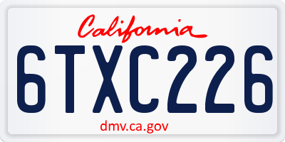 CA license plate 6TXC226