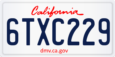CA license plate 6TXC229