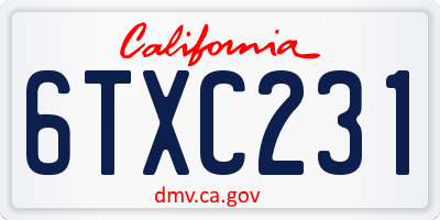 CA license plate 6TXC231