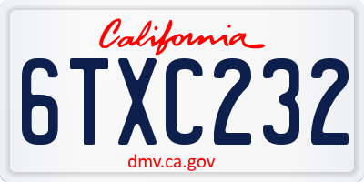 CA license plate 6TXC232