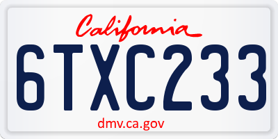 CA license plate 6TXC233