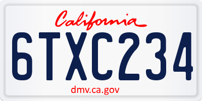 CA license plate 6TXC234
