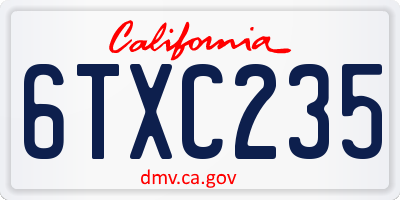 CA license plate 6TXC235