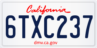 CA license plate 6TXC237