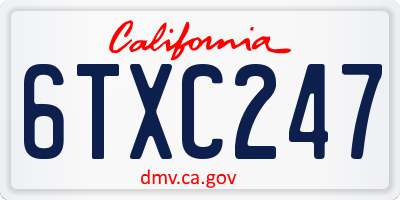 CA license plate 6TXC247