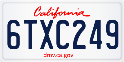 CA license plate 6TXC249