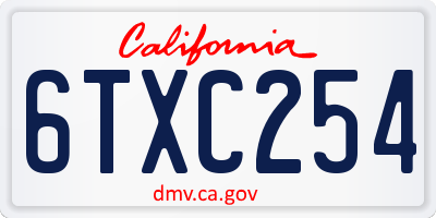 CA license plate 6TXC254