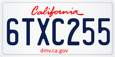 CA license plate 6TXC255