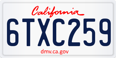 CA license plate 6TXC259